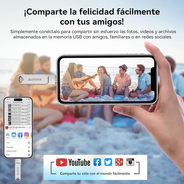 Thumbnail 5 de LESOGE MFi Memoria USB C 512GB 3 en 1 plata