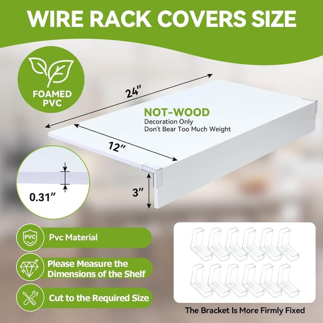 Detalle de 5 Pack Wire Shelf Covers (24 x 12) Faux Wood-Look PVC for Wire Racks