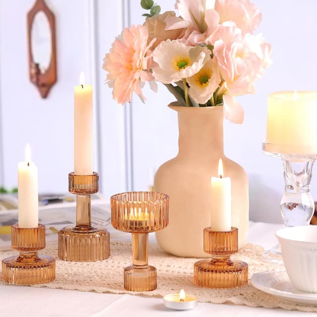 Thumbnail 4 de Candlestick Holders Bulk 6-Piece Green Crystal Set 🕯