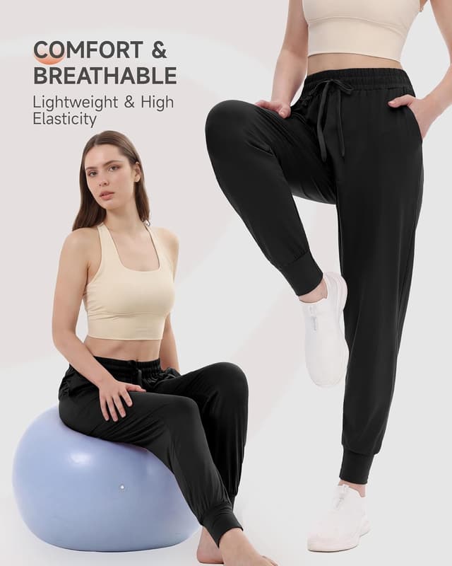Detalle de GAYHAY Women’s Joggers with Pockets — Lightweight Sweatpants for Yoga, Gym & Running