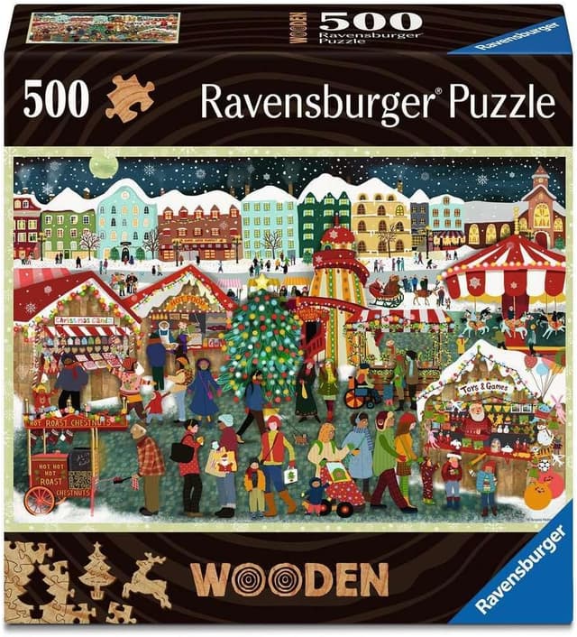 Detalle de Ravensburger Wooden Puzzle „Christmas Market“ – 500 Teile Holzpuzzle ab 14 Jahren (mit 40 Whimsies)