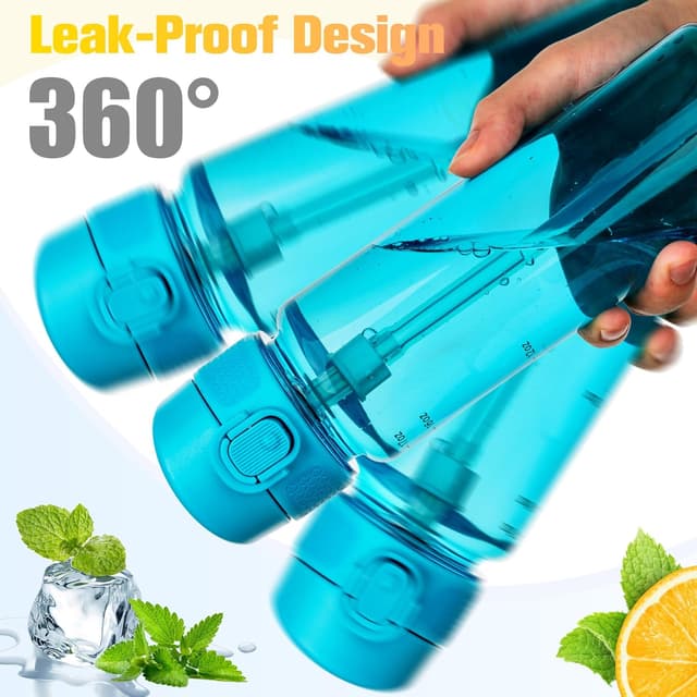 Detalle de GOPPUS 500ml Clear Tritan Straw Water Bottle with Flip-Top Lid and Carry Handle