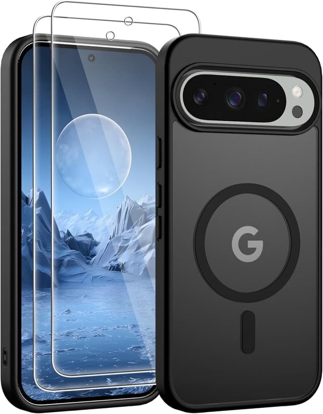 Detalle de Jshru Magnetic Case for Google Pixel 9 Pro XL (MagSafe compatible) with HD Screen Protectors (Black)