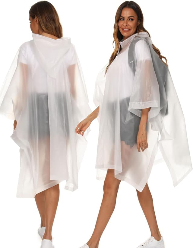 Thumbnail 6 de Borogo 2-Pack Reusable Adult Rain Ponchos with Drawstring Hood (EVA)