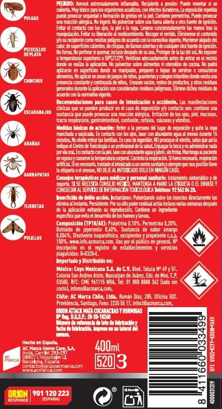 Thumbnail 1 de Orion Aerosol Insecticida Sin Odor para Cucarachas y Hormigas 🐜
