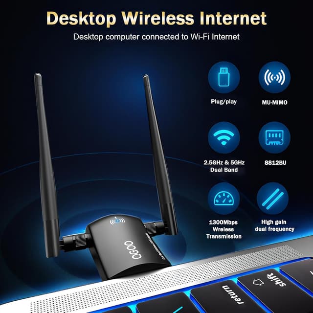 Detalle de QGOO AC1300 WiFi Adapter 📡