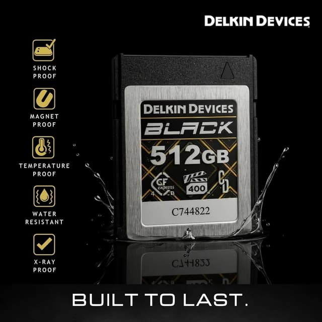 Detalle de Delkin Devices Black 512GB CFexpress Type B 4.0 VPG400 Memory Card (High-speed for 8K RAW)