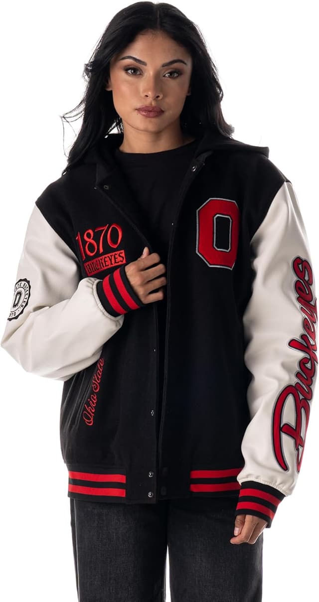 Detalle 2 de The Wild Collective Unisex Ohio State Varsity Jacket with Hood