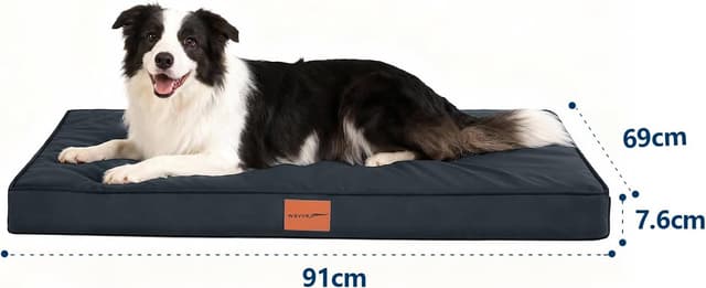 Detalle de WAVVE Panier chien grande taille orthopédique déhoussable 91x69x7,6 cm, gris