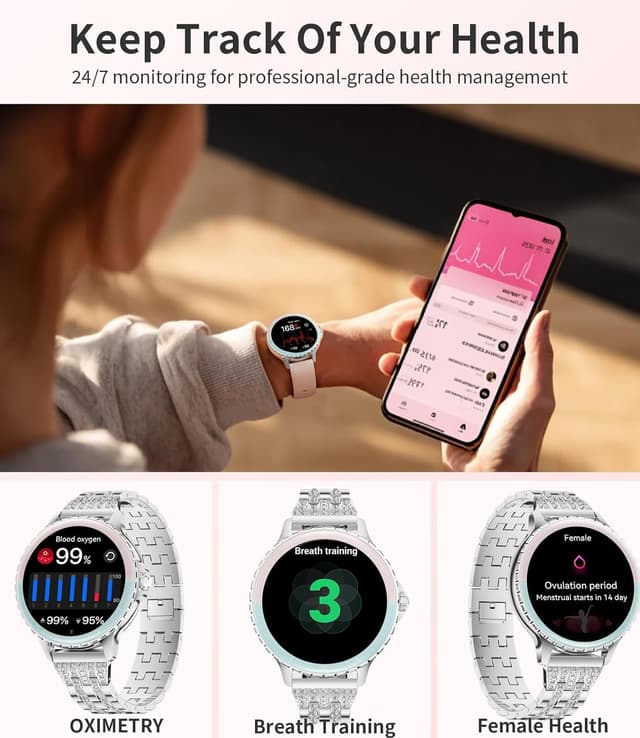 Detalle 1 de LIGE Smart Watch Women Phone Call 1.27" HD Round ❤? Wait.