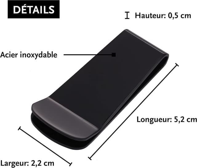 Detalle 2 de DonDon Pince à Billets Homme Inoxydable Noire