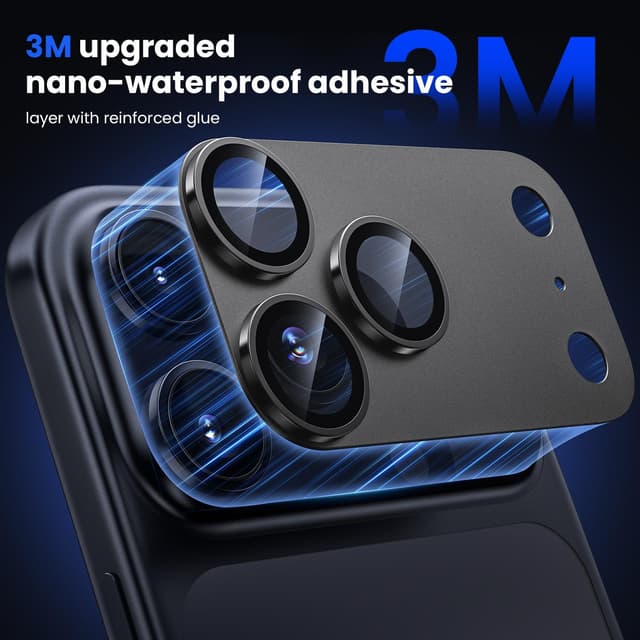 Detalle de iPhone 17 Pro camera lens protector 9H