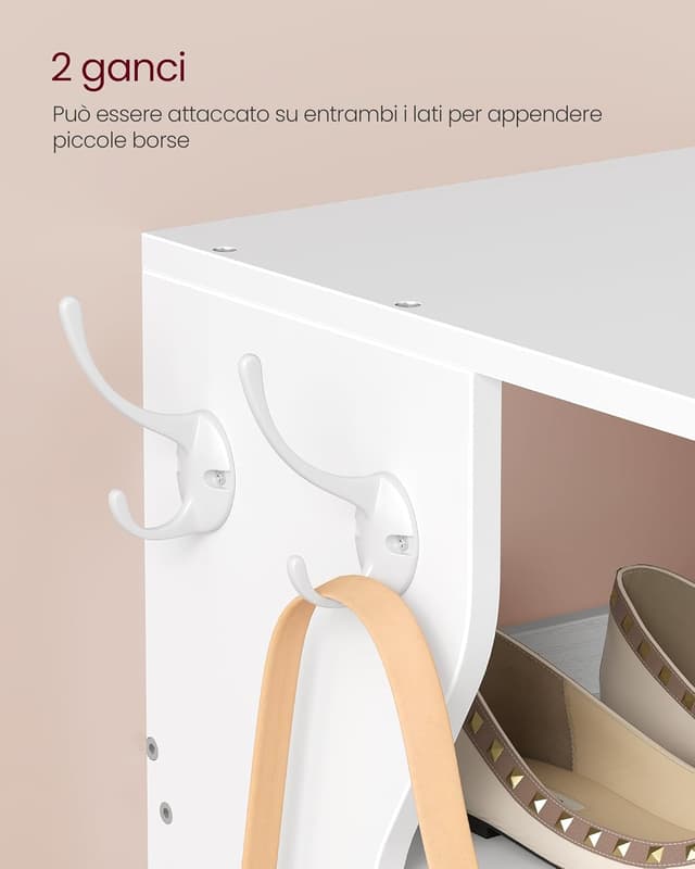 Detalle de VASAGLE Scarpiera LBS210WB01 bianco opaco, 9 ripiani stretta per ingresso e corridoio