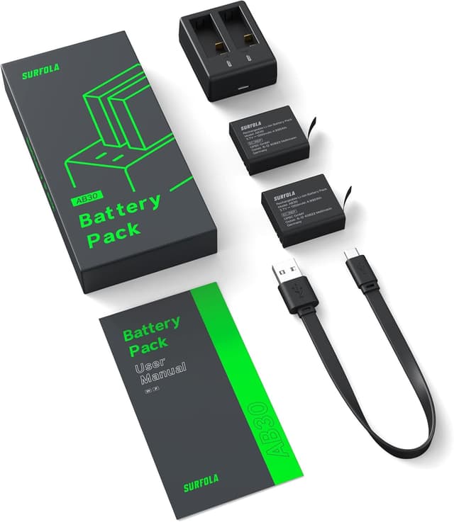 Thumbnail 6 de Batteries rechargeables Surfola (compatible Wolfang) 1350 mAh pour caméra sport – pack de 2 + chargeur USB double