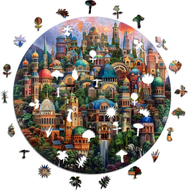 Detalle de Puzzle en bois Iconic Puzzles Enchanted Homes (Fantasy) – Taille M, 350 pièces