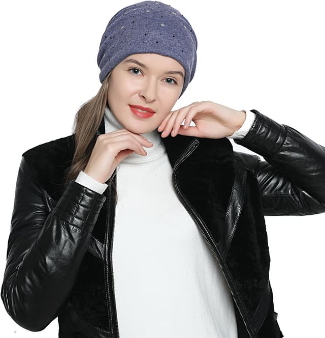 Detalle 2 de Bonnet slouch hiver DonDon doublé, étoiles