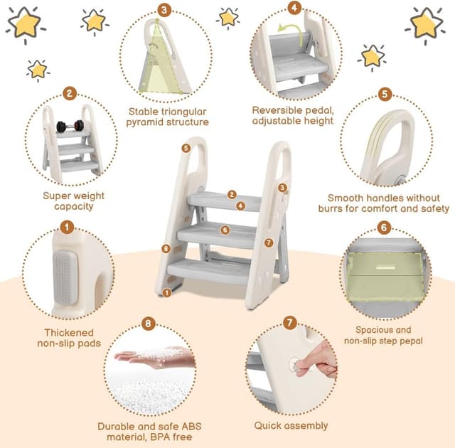 Detalle 2 de Onasti Foldable Step Stool, 3-Step Safety