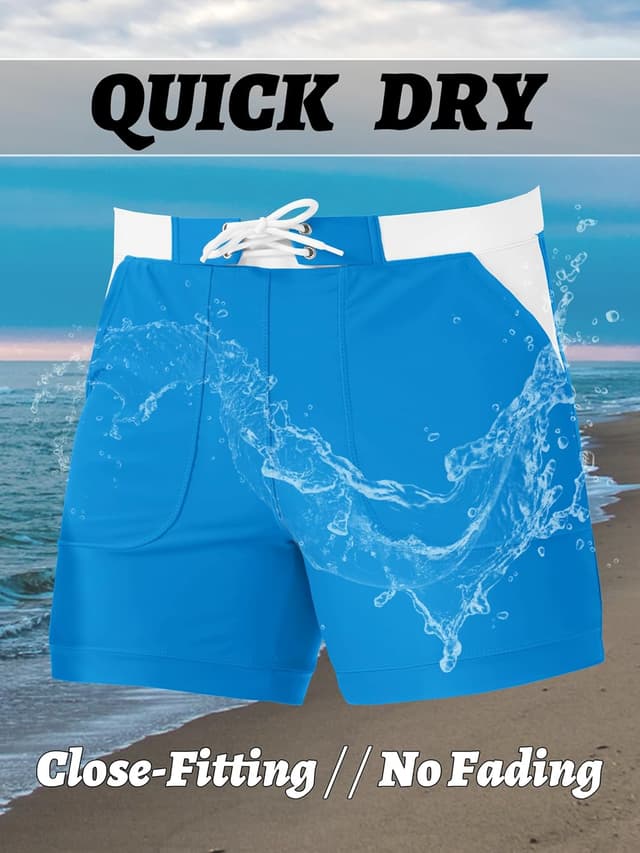 Detalle 2 de KEFITEVD men’s quick-dry swimming shorts (YK016) with adjustable drawstring and pockets