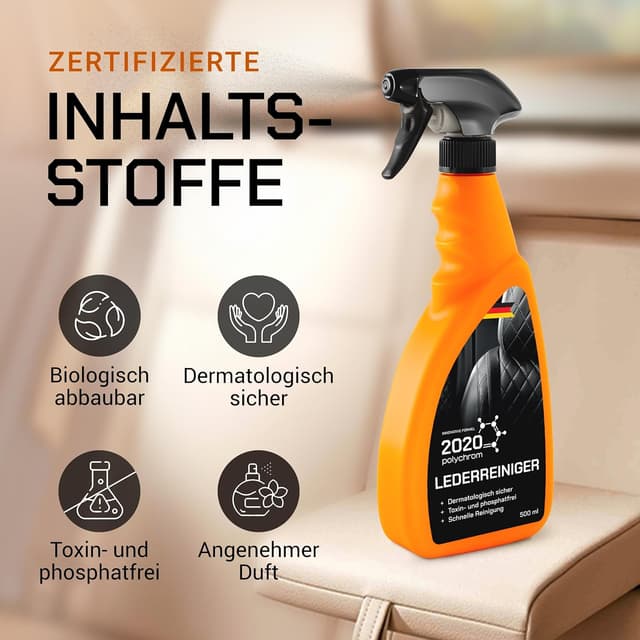 Detalle 2 de 2020 Polychrom Lederreiniger 500 ml – materialschonende Reinigung für Lederoberflächen