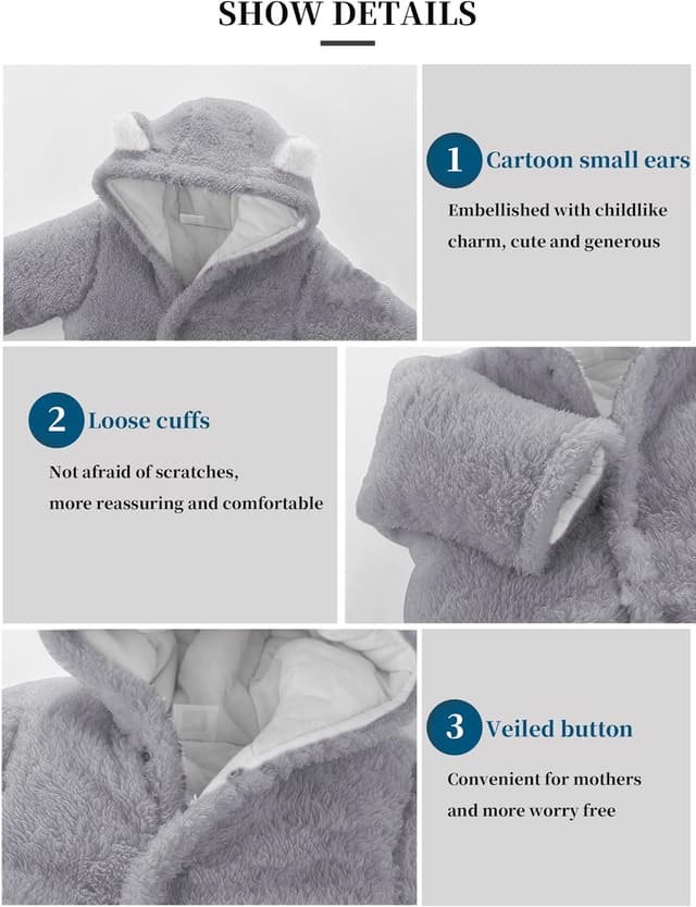 Detalle de Voopptaw Warm Baby Winter Jumpsuit 0-12 months