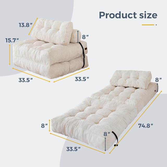 Detalle 2 de MAXYOYO Folding Sofa Bed, Convertible Chair with Mattress ⚙