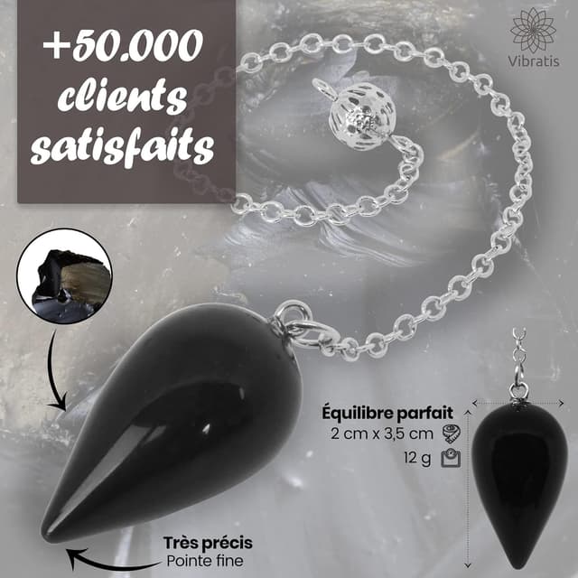 Thumbnail 2 de Pendule de radiesthésie en onyx noir