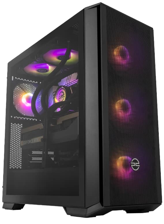 Detalle de PCSpecialist Impact 308 Gaming-PC mit AMD Ryzen 7 9800X3D, 64 GB RAM und RTX 5090