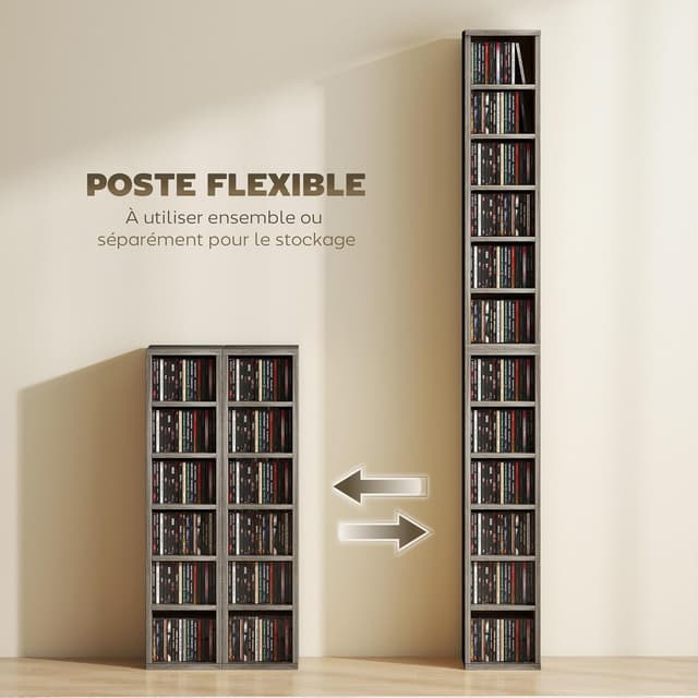 Detalle 1 de HOMCOM étagère colonne pour CD, 204