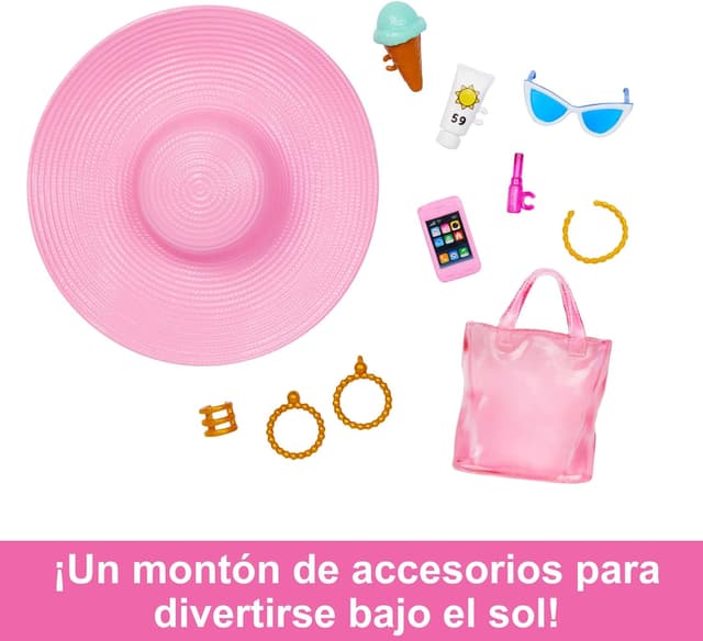 Detalle de Barbie Día en la Playa 🌴 Muñeca Mattel HPL73 +3 Años