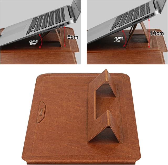 Detalle 2 de HoYiXi 13,3 Zoll Laptophülle mit Standfunktion (Braun) – Schutzcover für 13–13,6" Geräte