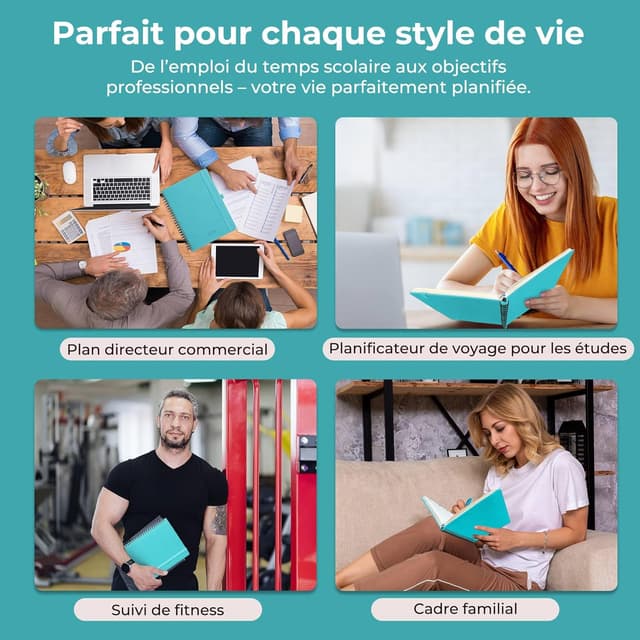 Thumbnail 6 de IN-LUXPRO Agenda 2026 semainier A5 moyen (21,9 x 16,4 cm) à spirale, cuir PU bleu clair