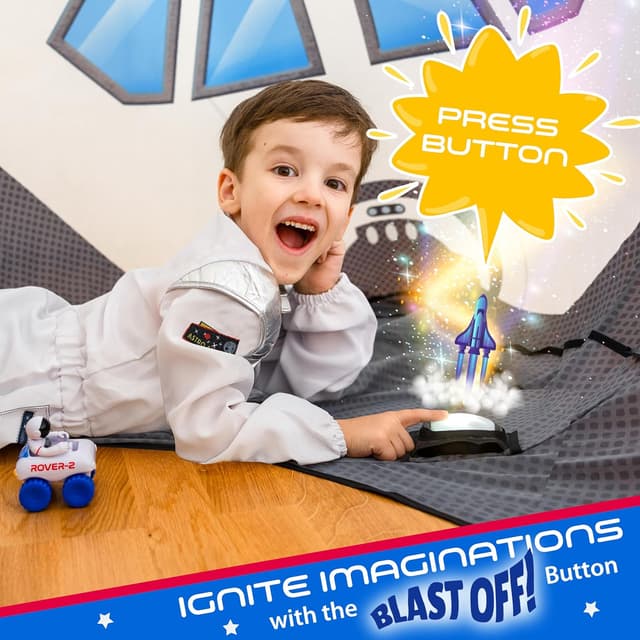 Detalle 2 de W&O Space Explorer Aerodome Rocket Ship Inflatable Tent with LED Lights & Blast-Off Button (Fan Not Included)