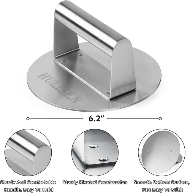 Detalle de HULISEN Cheese Melting Dome & Smashed Burger Press griddle accessory kit (9 inch)