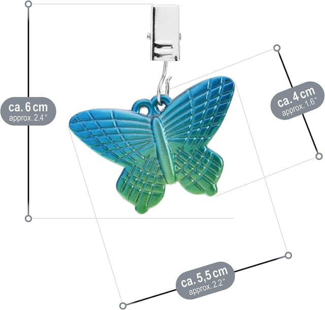 Thumbnail 6 de com-four® lot de 8 poids de nappe avec pinces papillons et libellules (env. 35 g chacun) bleu/bleu