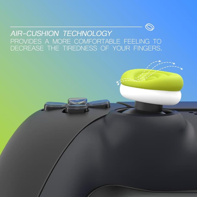 Detalle 2 de playvital PlayVital Thumbs Cushion Caps & Thumb Grips (Bright Green & Robot White) for PS5/PS4, Xbox & Switch Pro