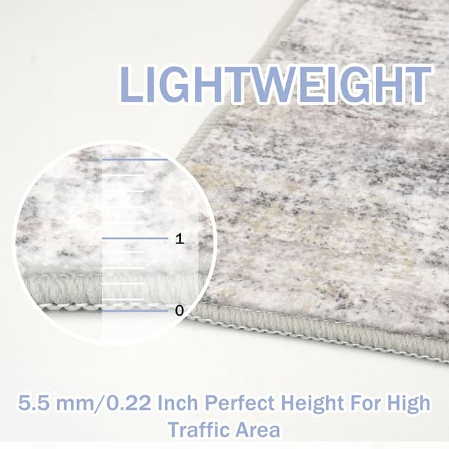 Detalle de IOHOUZE Abstract Runner Rug (3' x 16') — Washable Non-Slip Hallway & Entryway Runner in Grey/Beige