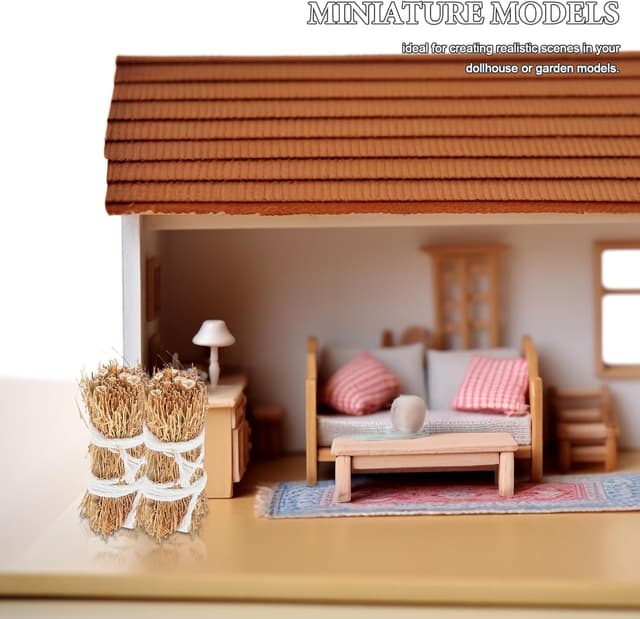 Detalle 2 de Supvox Miniatur-Heuballen-Set mit 6 Stück aus Naturgras für Puppenhaus, DIY-Sandtisch & Fotografie-Requisiten (ca. 4,00 x 1,20 x 1,20 cm)