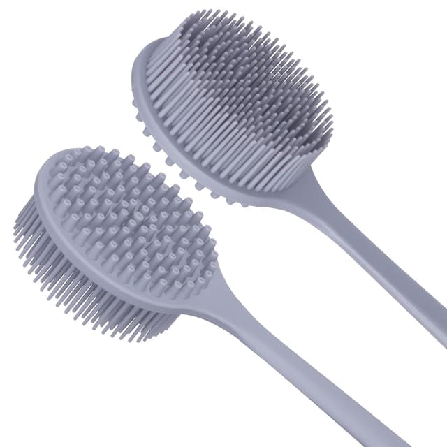 Detalle de DNC Silikon-Rückenschrubber für Dusche & Bad mit langem Griff (grau)