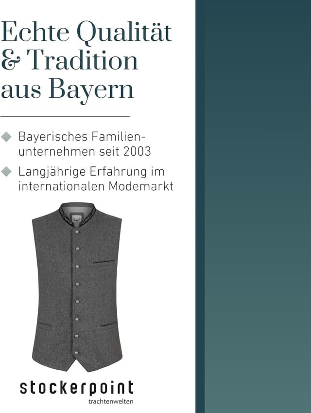 Detalle 2 de Stockerpoint Herren Trachtenweste Fabricio aus Lodenstoff – mit verstellbarem Rückenriegel (1er Pack)