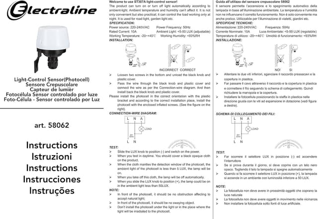 Thumbnail 1 de Electraline 58062 Interruptor crepuscular externo IP44