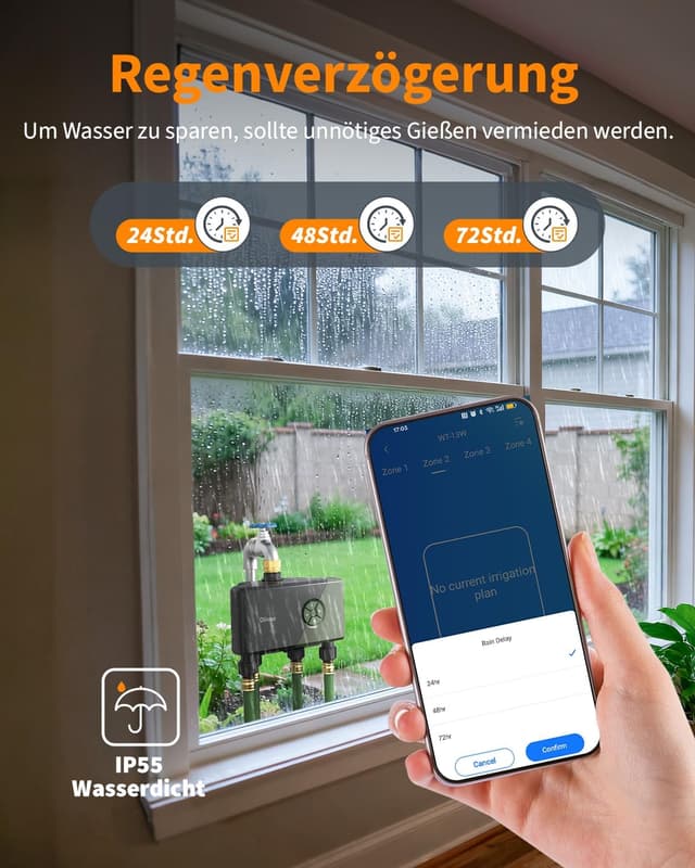 Detalle 2 de Diivoo Bewässerungscomputer WLAN 4 Ausgänge