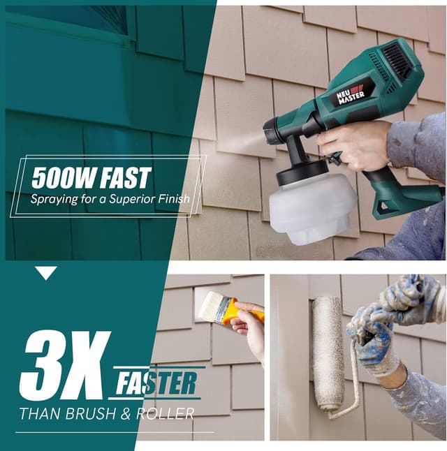 Detalle 2 de NEU MASTER Upgraded Paint Sprayer (500W, 1200ml) HVLP Electric Spray Gun for fences, cabinets & walls