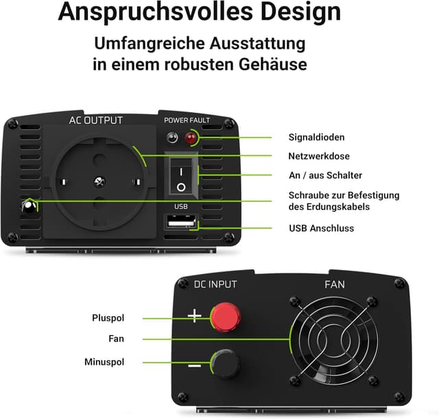 Thumbnail 5 de Green Cell 300W Wechselrichter 12V auf 230V 🔌