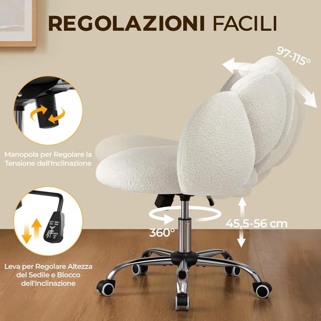 Thumbnail 4 de Yaheetech Sedia Ufficio Nuvola Bouclé