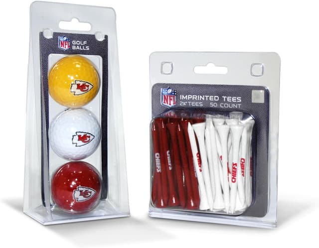 Detalle 2 de Team Golf NFL Kansas City Chiefs logo golf ball and tees bundle (3 golf balls, 50 tees)