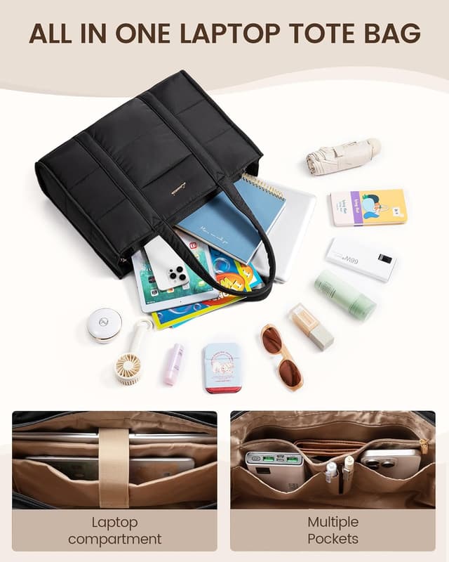 Detalle de LOVEVOOK puffer quilted tote bag