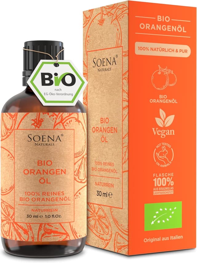 Detalle de BIO Orangenöl 100% naturrein (BIO-zertifiziert) – kaltgepresst aus Bio-Orangen zum Verzehr