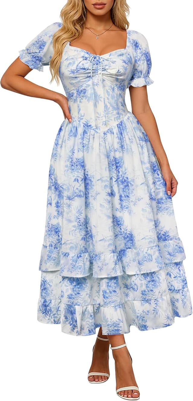 Imagen de SCARLET DARKNESS Abito floreale vittoriano manica corta 👗 en OfertitasTOP