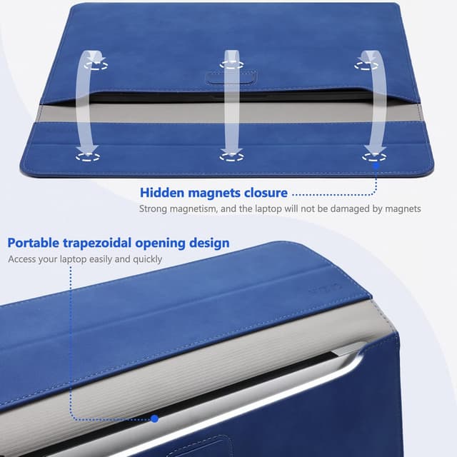 Detalle 2 de HYZUO 13.3–14 inch laptop sleeve case with stand feature (Klein Blue) for MacBook Pro/Air, Surface, HP Spectre X360