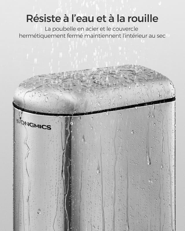 Detalle 1 de SONGMICS LTB10NL poubelle salle de bain 10 L